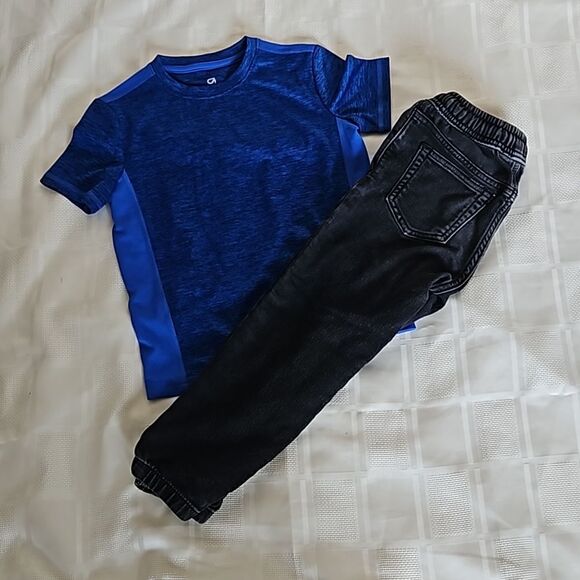 Gap Boy's Bundle 2 Piece Denim Jeans &  T-Shirt Blue/Black XS - Picture 12 of 16
